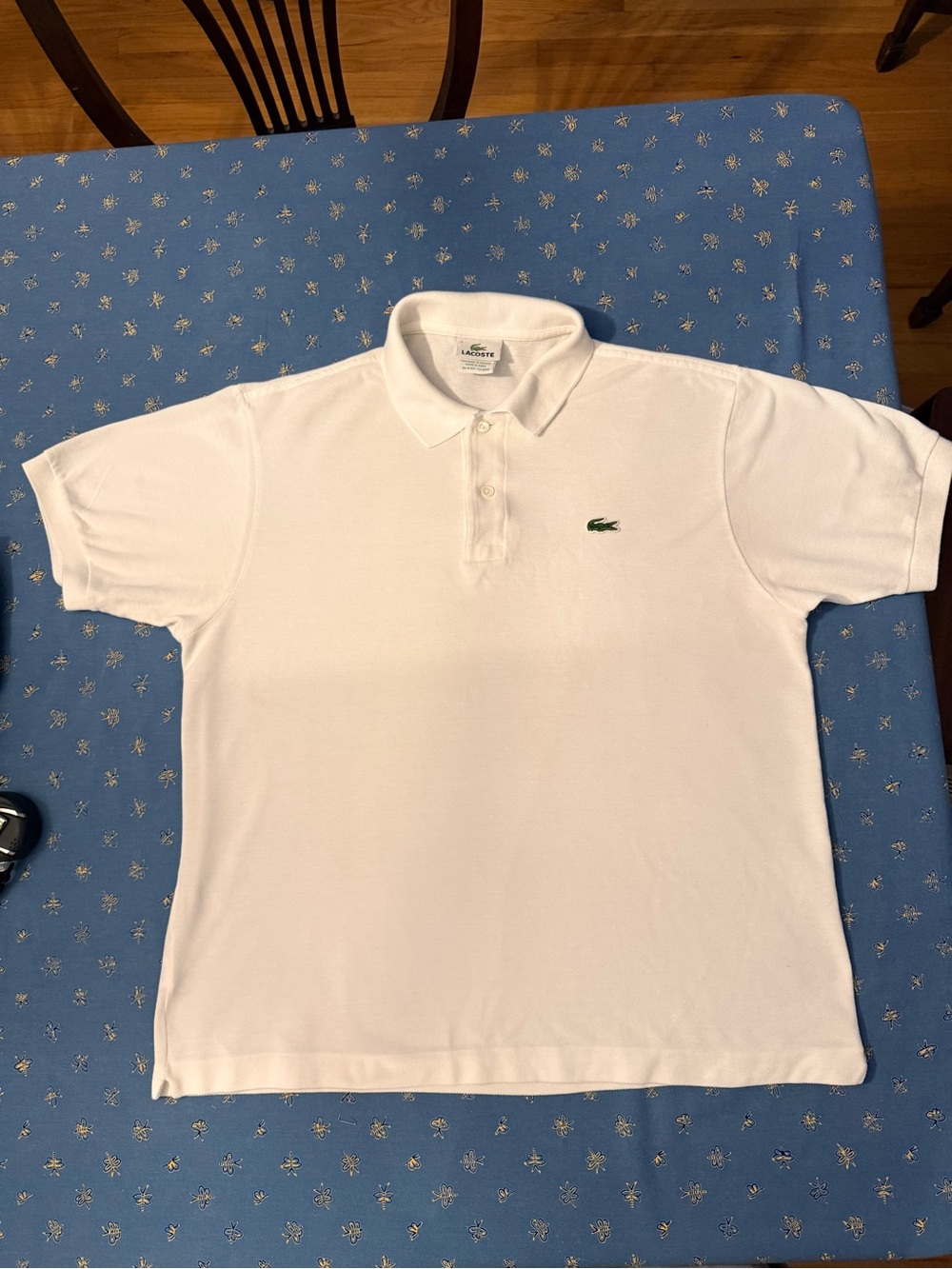 Lacoste Men’s White Classic Piqué Polo Shirt Green Crocodile Logo Size 5